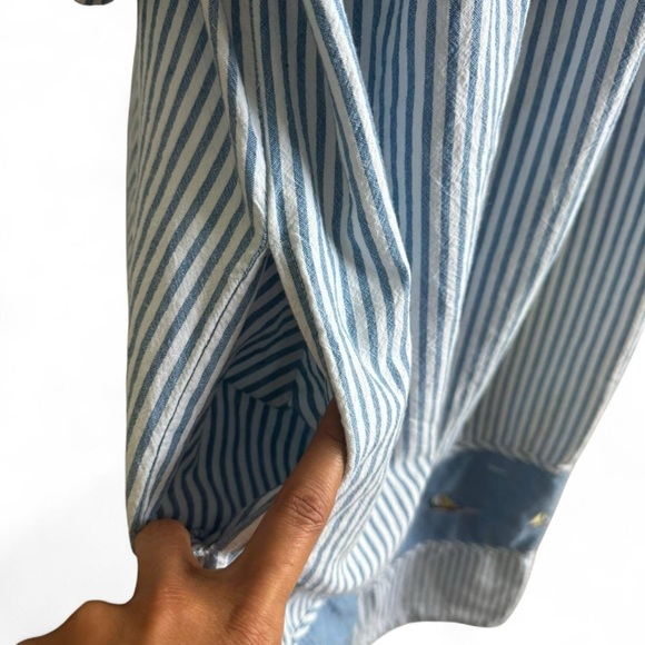 90s medium sailboat moo moo summer dress blue white stripe - Picture 4 of 8